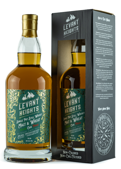 Inspired by the revered Irish single pot still style, Levant Heights embodies a fusion of tradition and innovation. Following our Irish counterparts, we employ triple distillation in copper pot stills. However, what sets our whisky apart is its unique composition—a mash bill of 60% malted barley and 40% Lebanese durum wheat. This double-aged expression begins in lightly toasted and charred American oak barrels before finishing in virgin Italian casks sourced from a quaint family cooperage nestled in southern Italy's sun-kissed landscapes.